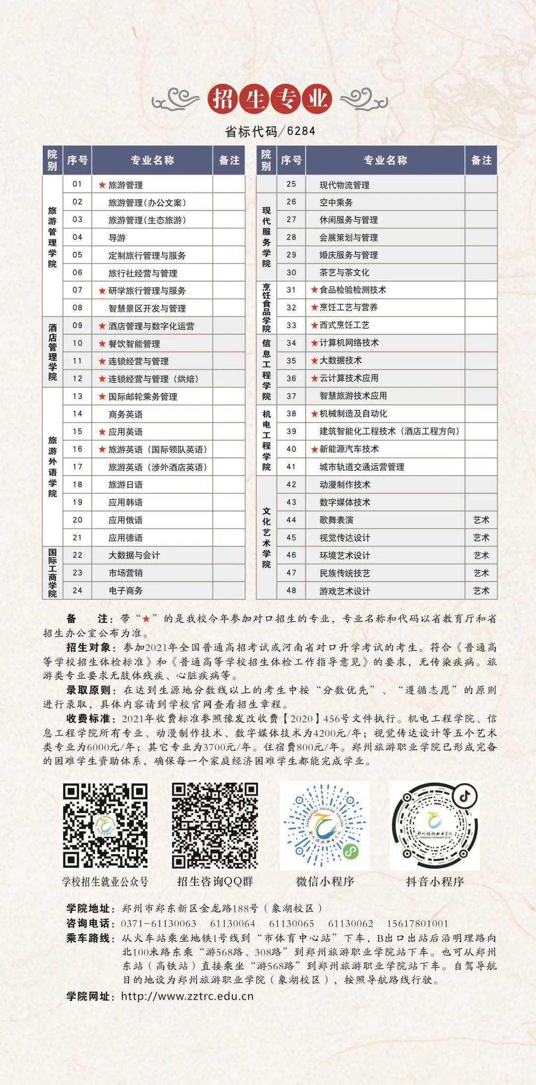 2025年郑州旅游职业学院招生章程