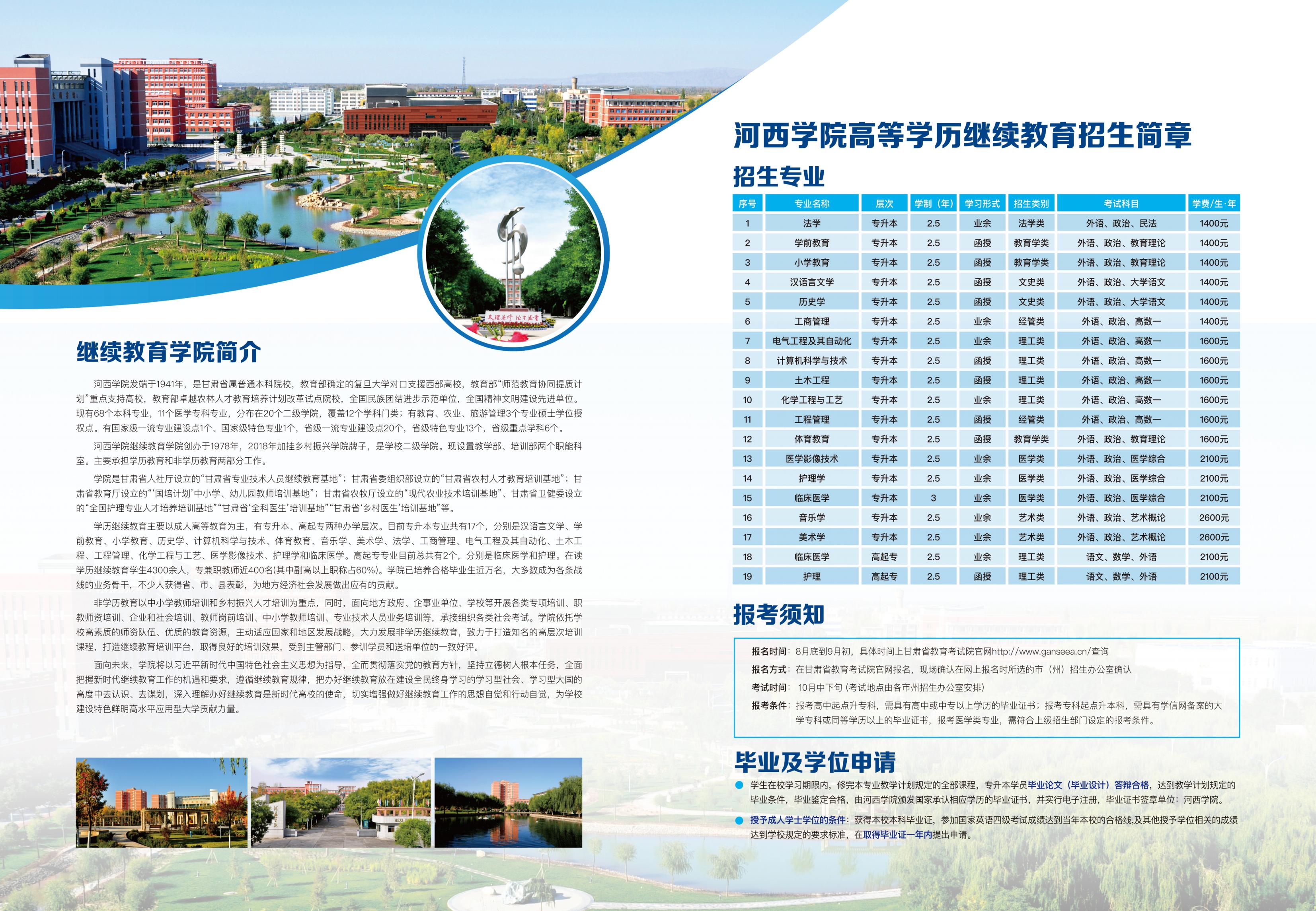 2025年河西学院招生章程