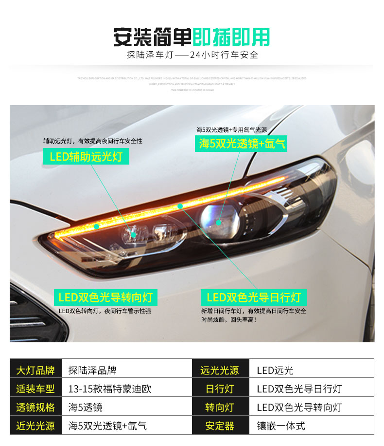 福特福睿斯大灯改装图，福睿斯led大灯总成价格