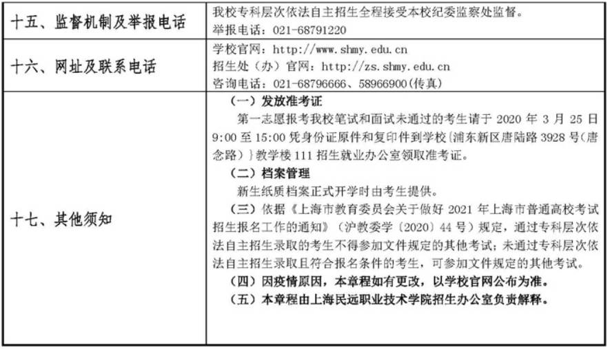 2025年上海民远职业技术学院招生章程