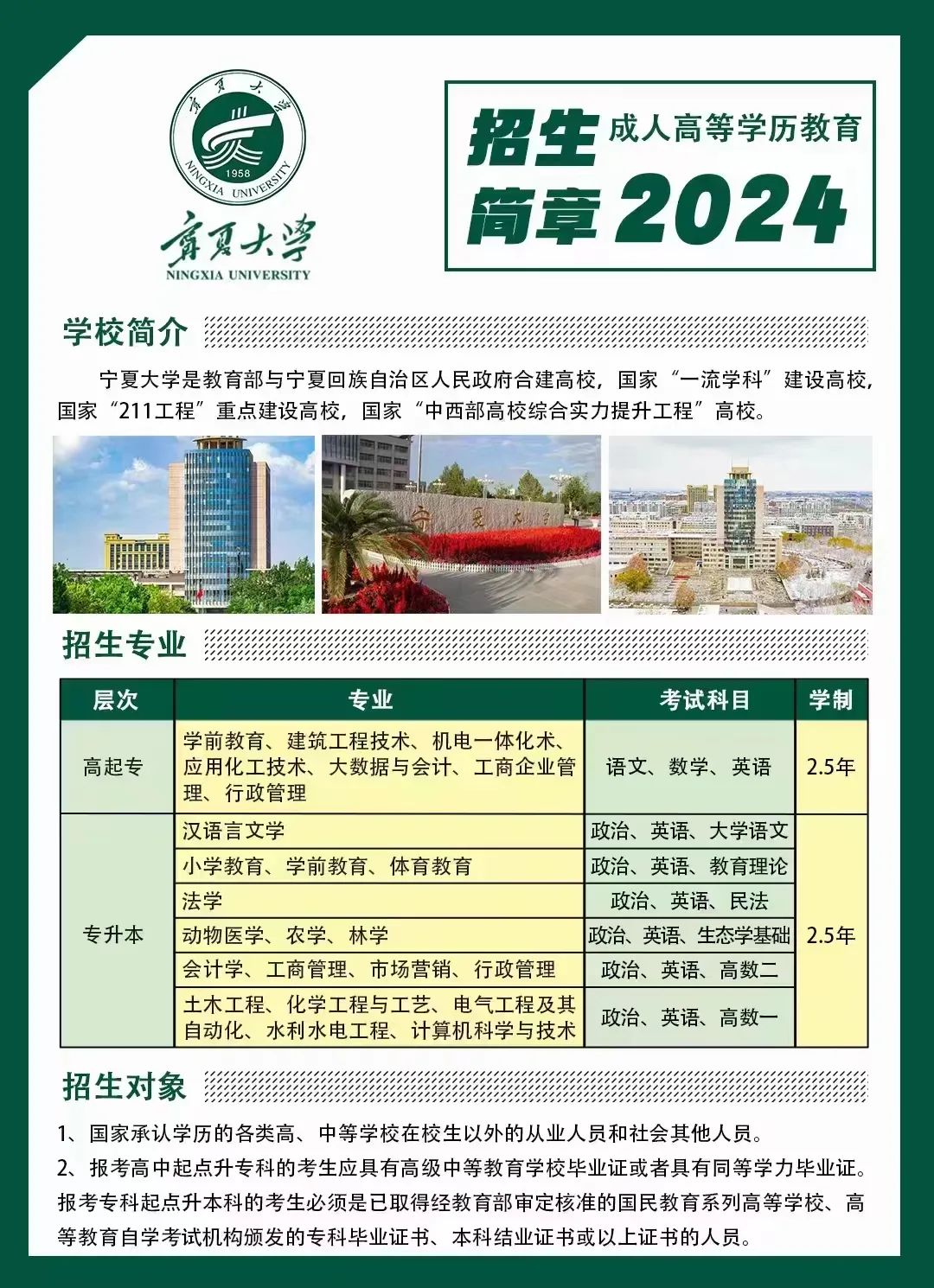 2025宁夏大学招生章程