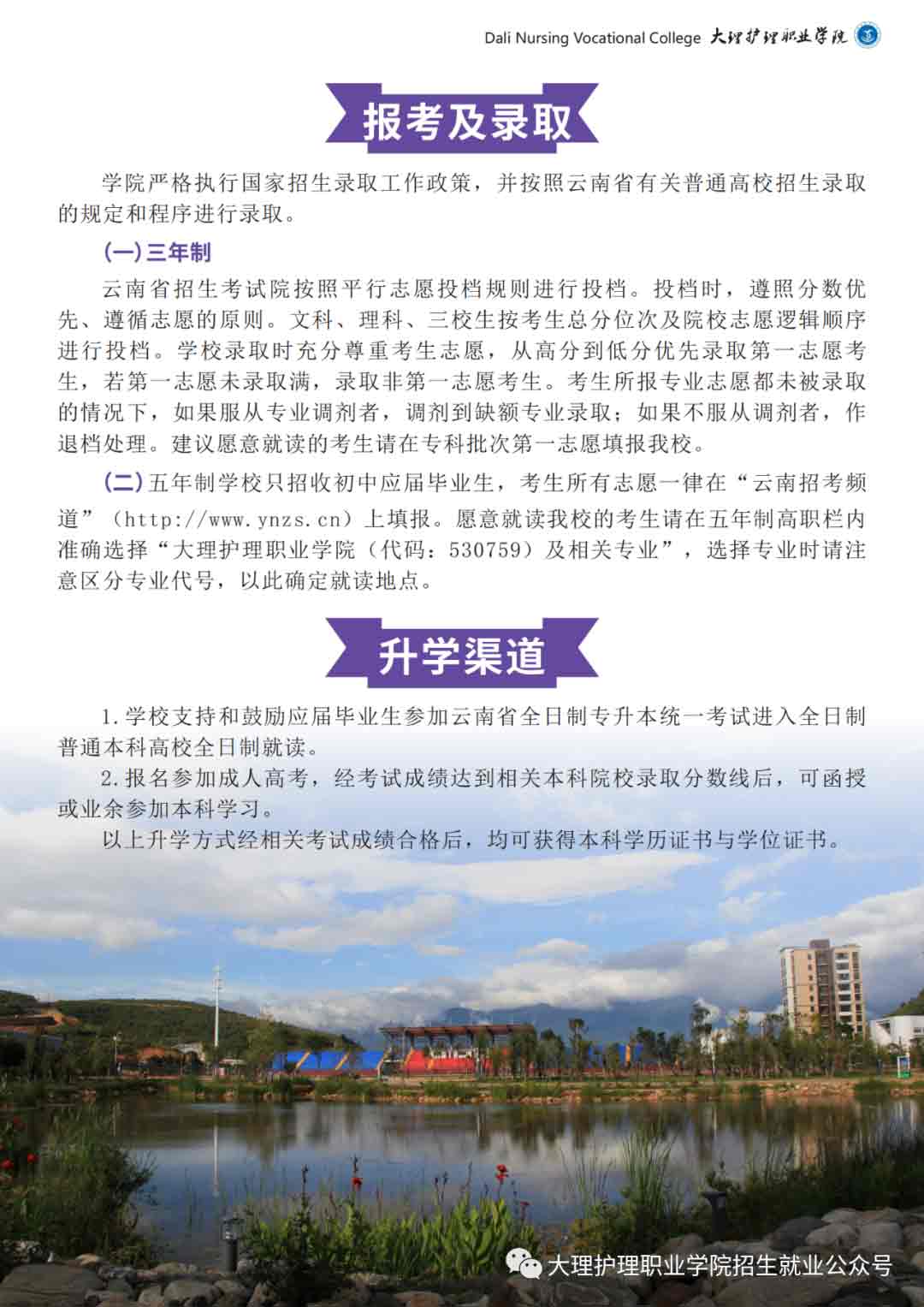2025年大理护理职业学院招生章程