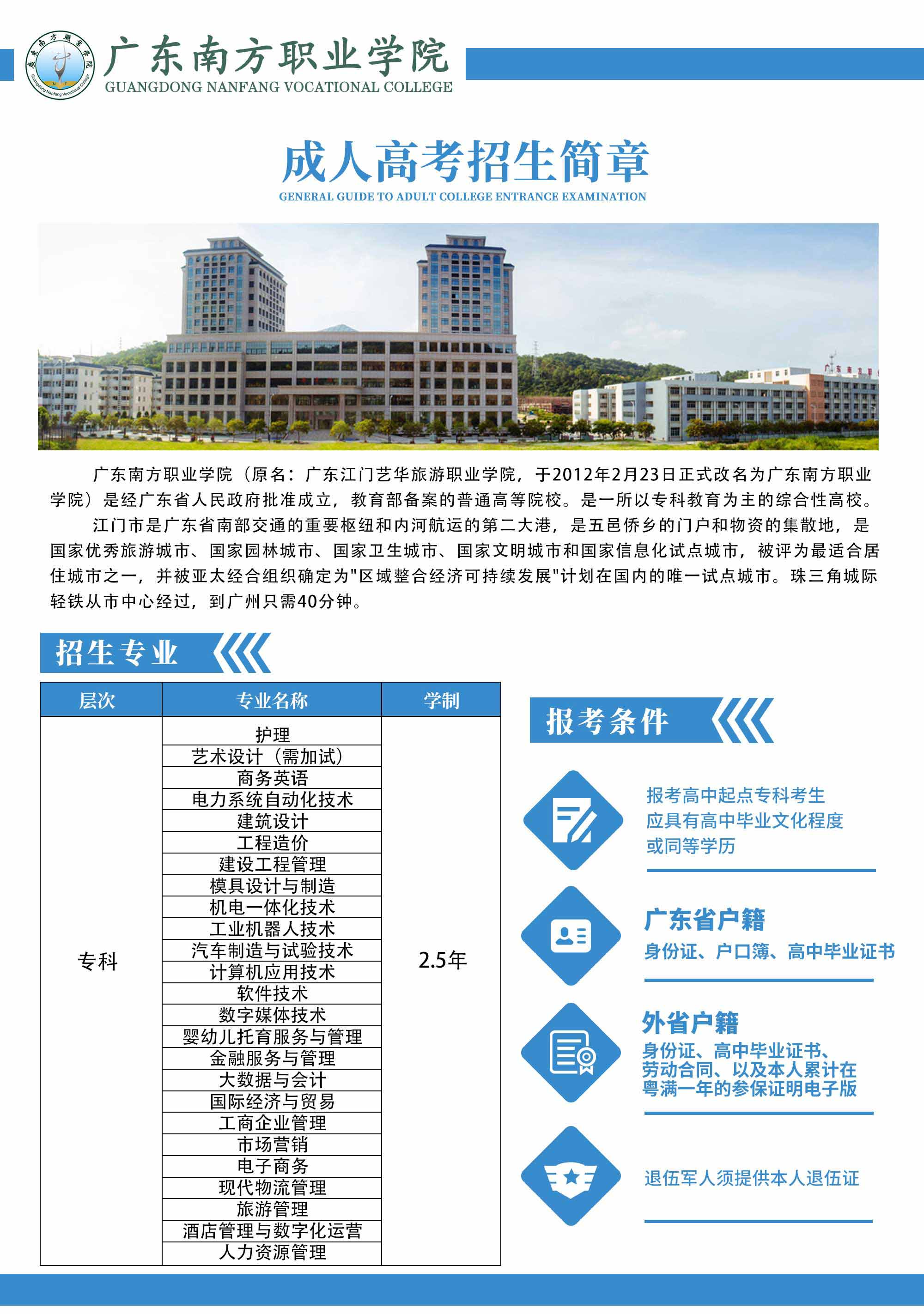 2025年广东南方职业学院招生章程