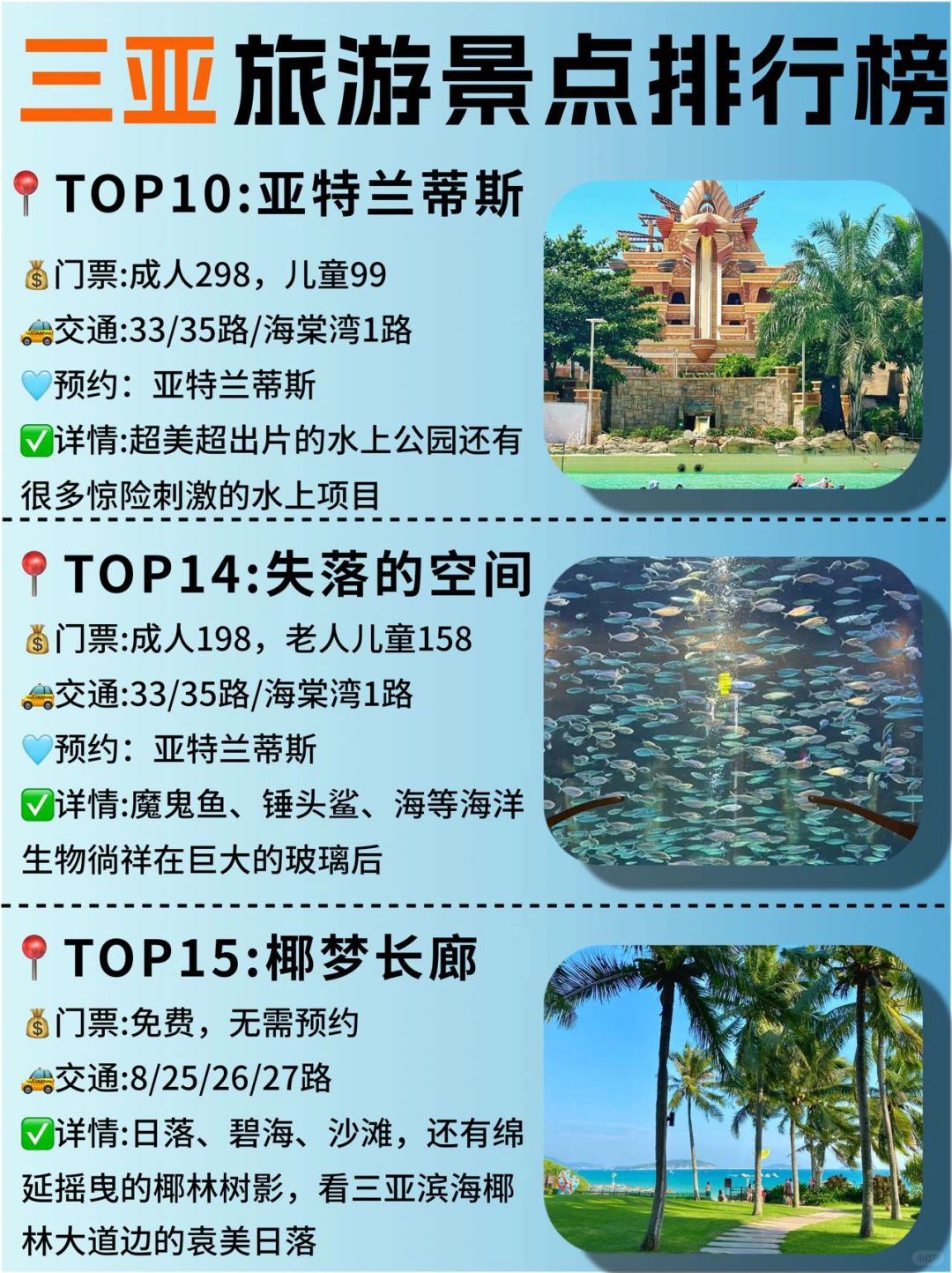 三亚十大最美景点2025年排行榜前十名榜单出炉