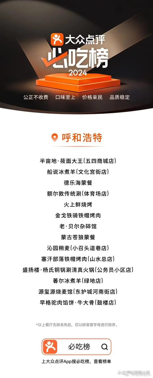 呼和浩特十大人气餐馆2025年排行榜前十名榜单出炉