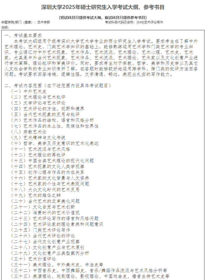 2025年深圳大学艺术类招生简章