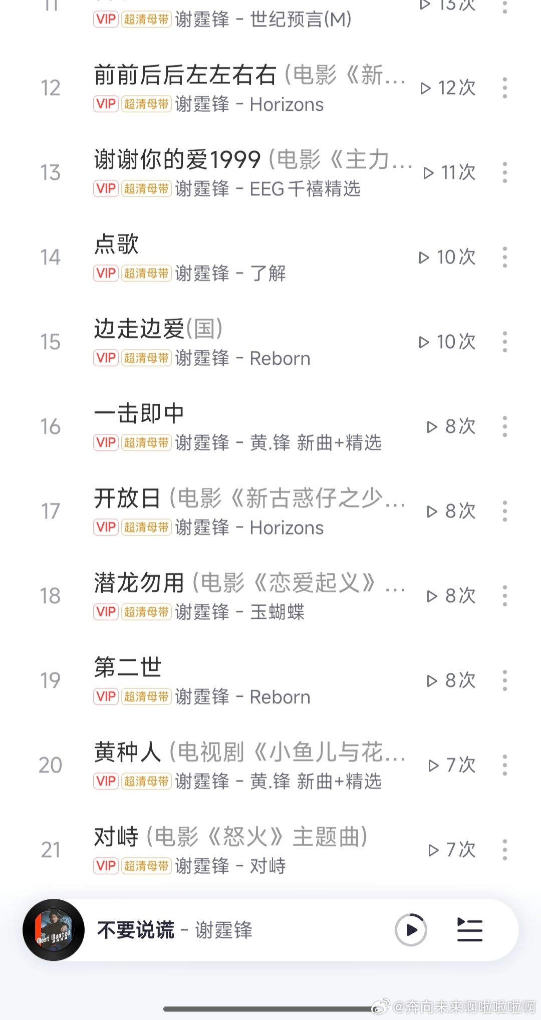 谢霆锋最经典的十首歌2025年排行榜前十名榜单出炉