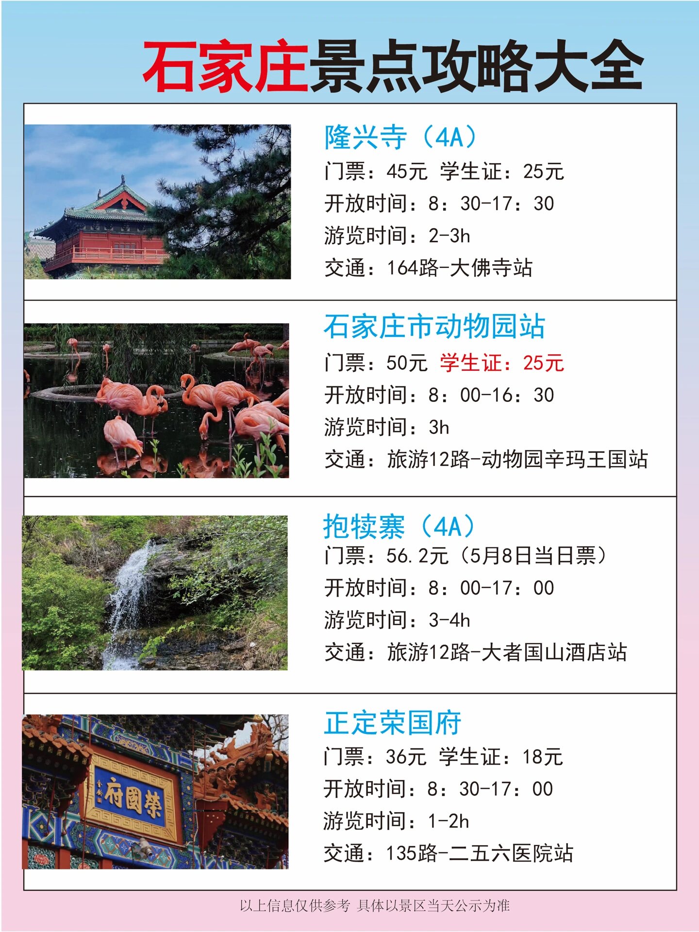 石家庄十大著名景点2025年排行榜前十名有哪些