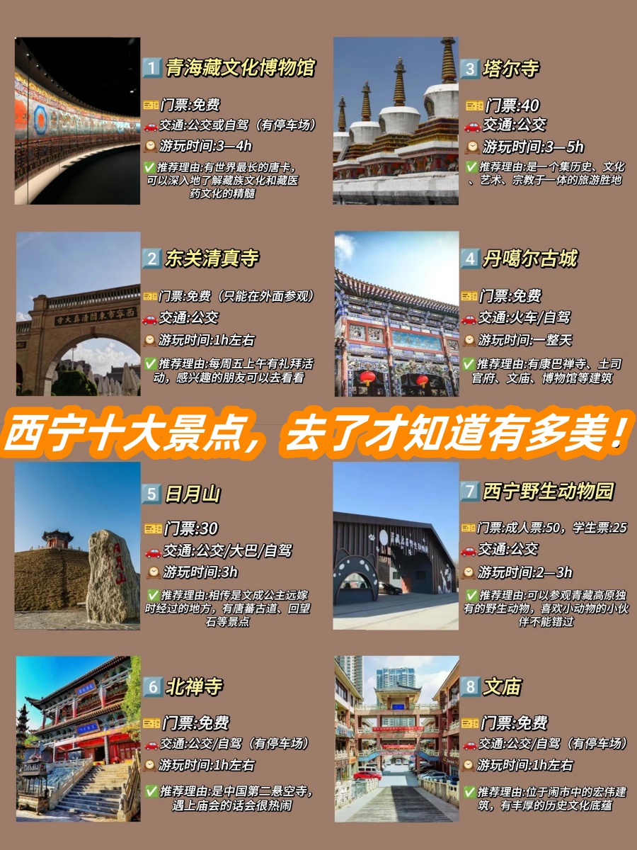 西宁十大最美景点2025年排行榜前十名榜单出炉