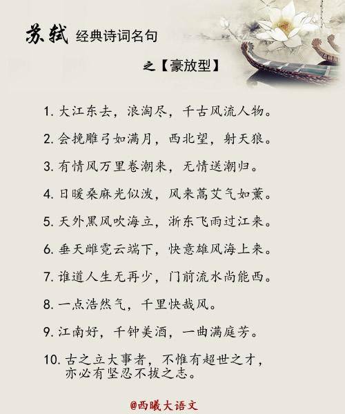 苏轼最有名的十首诗词2025年排行榜前十名榜单出炉