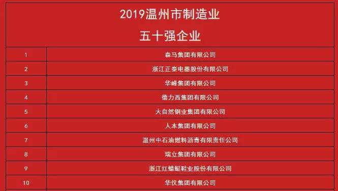 温州市十大企业2025年排行榜前十名榜单出炉