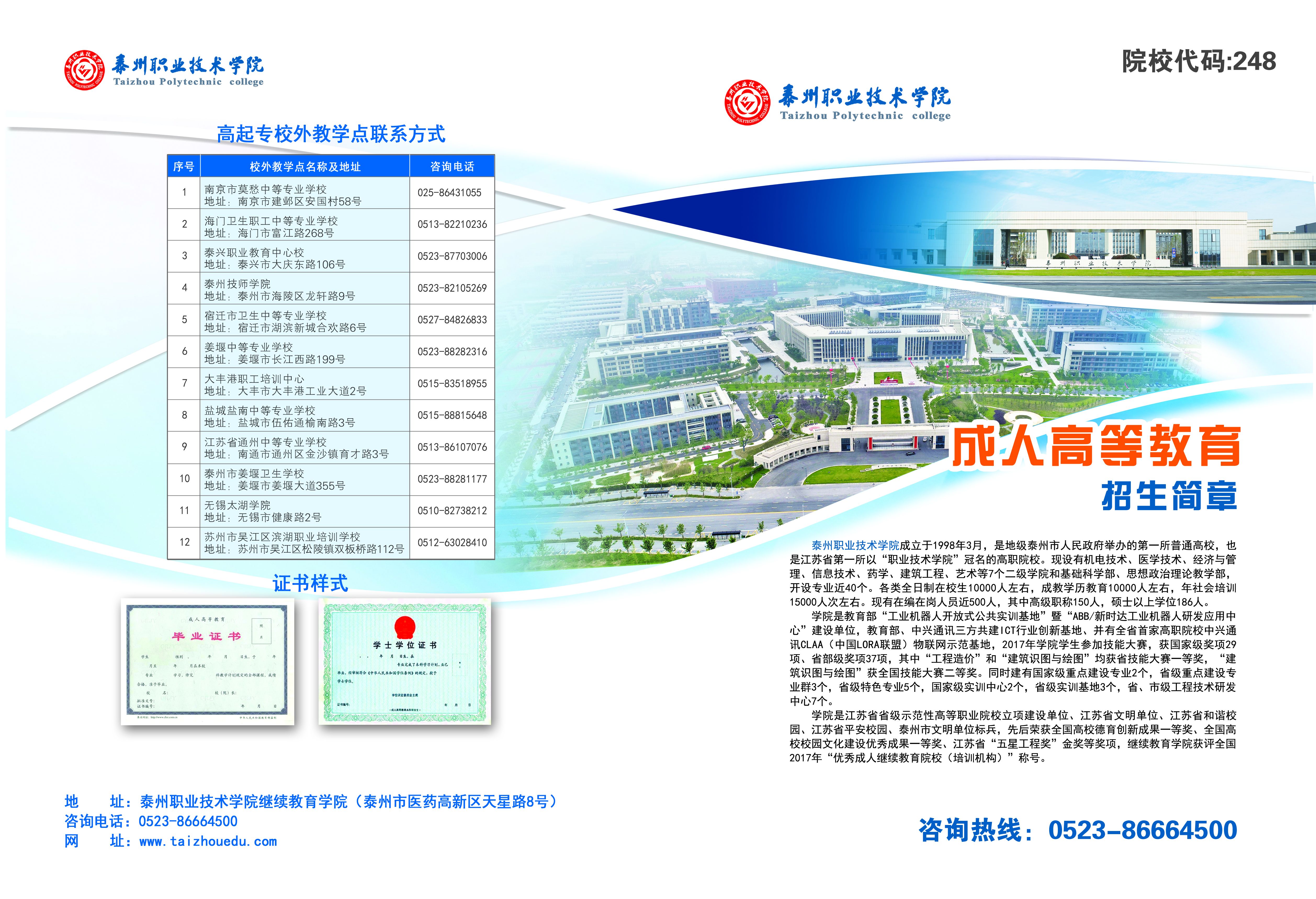 2026年泰州职业技术学院招生章程