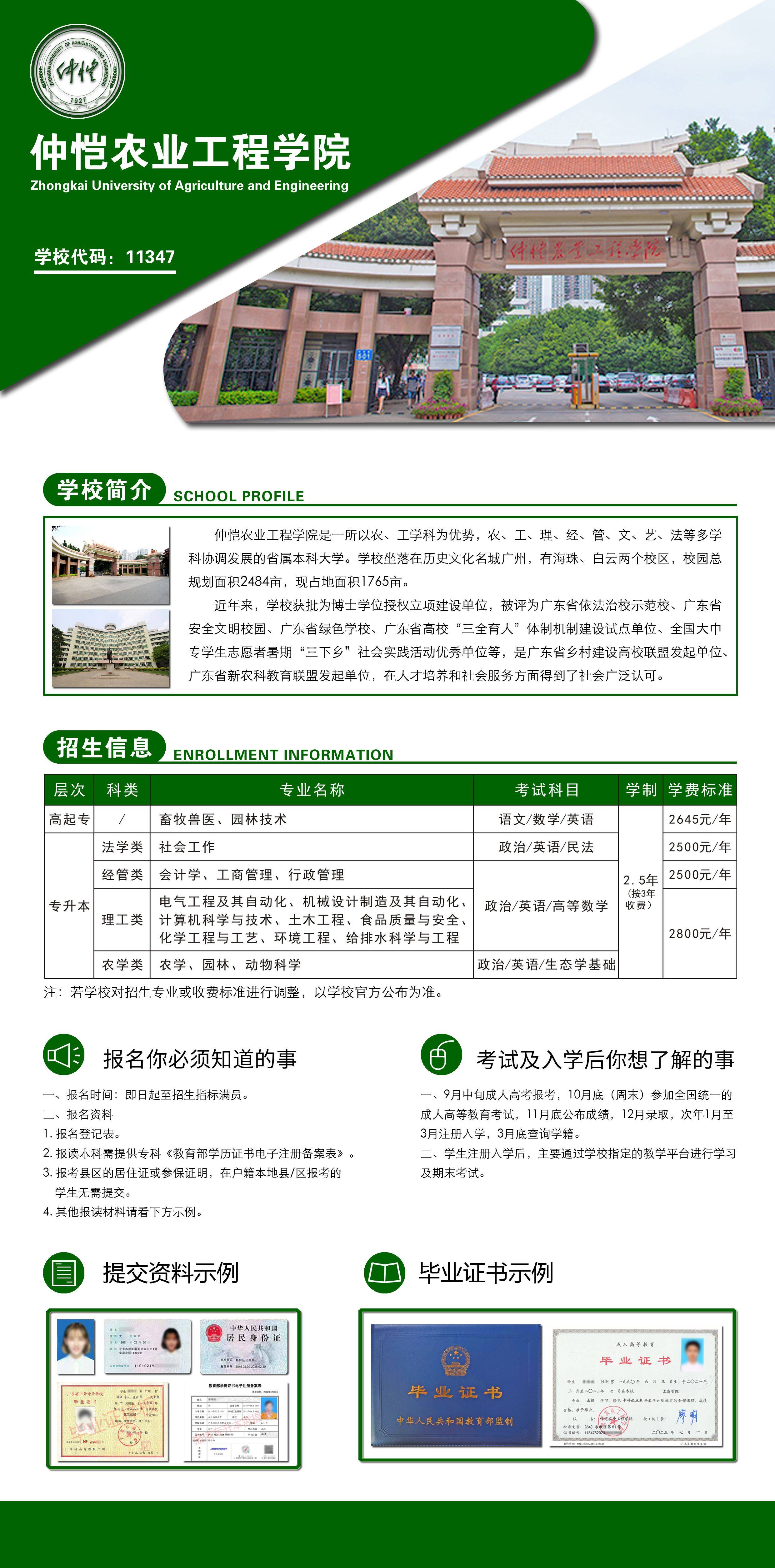 2026年仲恺农业工程学院招生章程