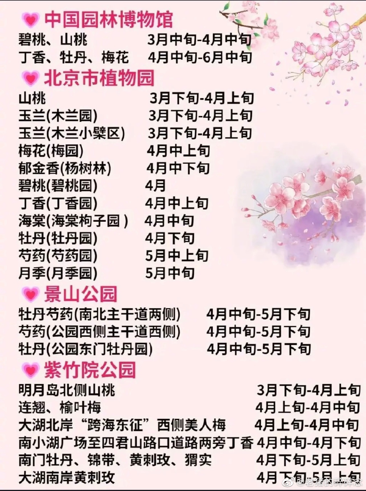 北京十大赏花胜地2026年本年度热度口碑双榜对比